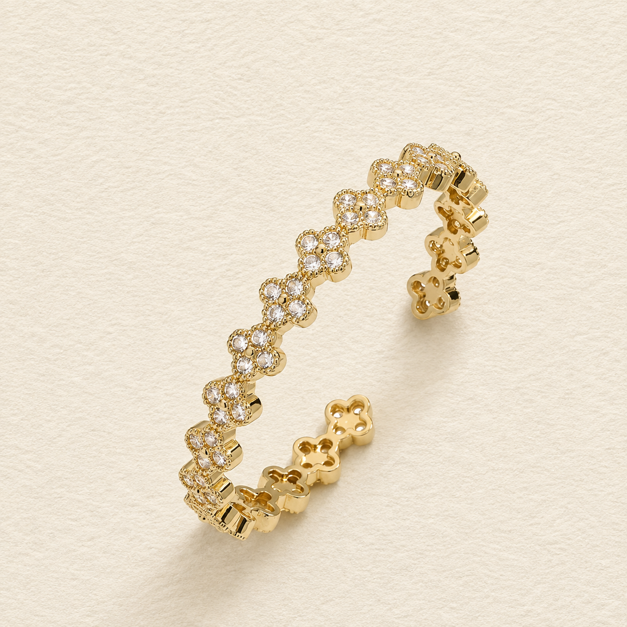 Floral Crystal Cuff Bracelet