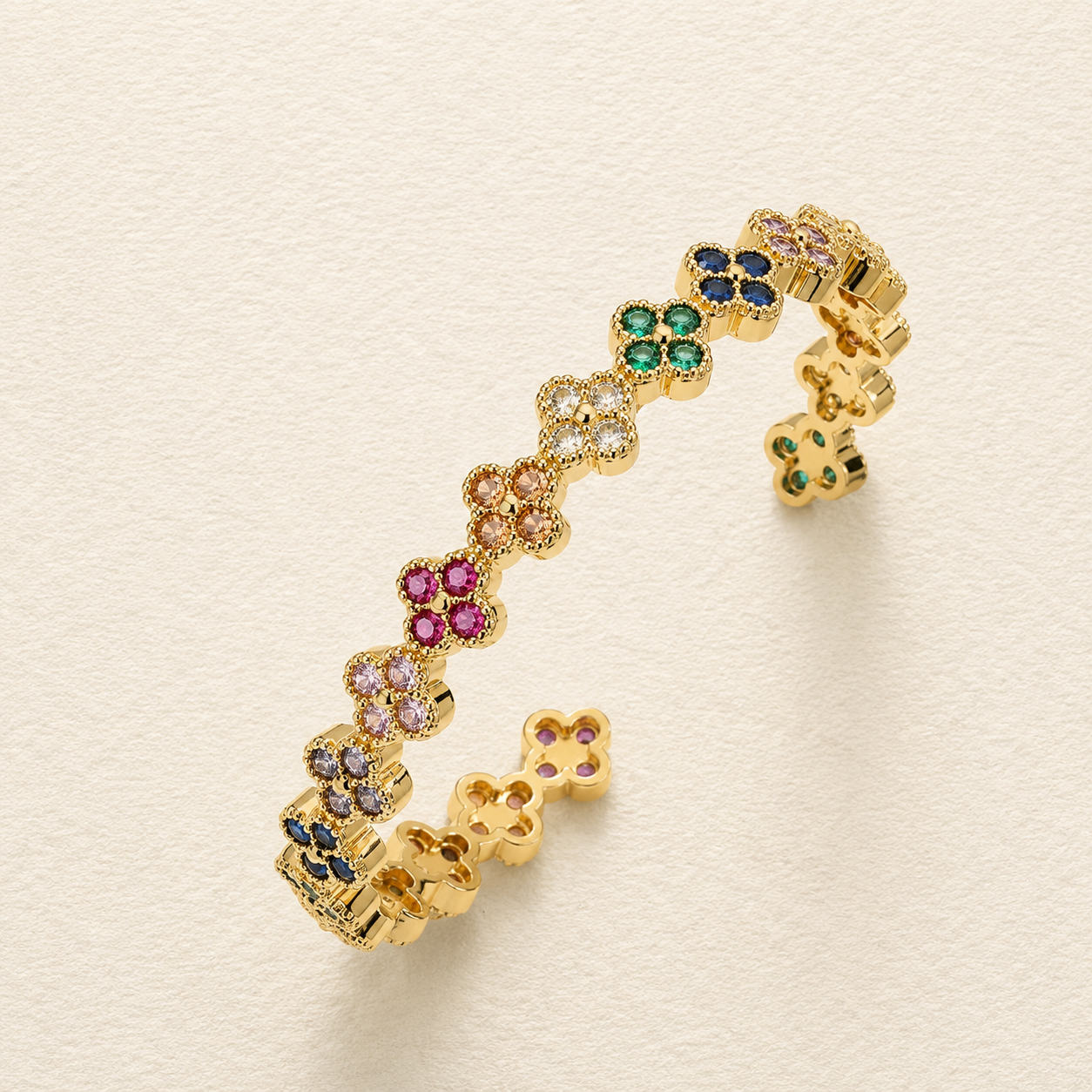 Floral Crystal Cuff Bracelet
