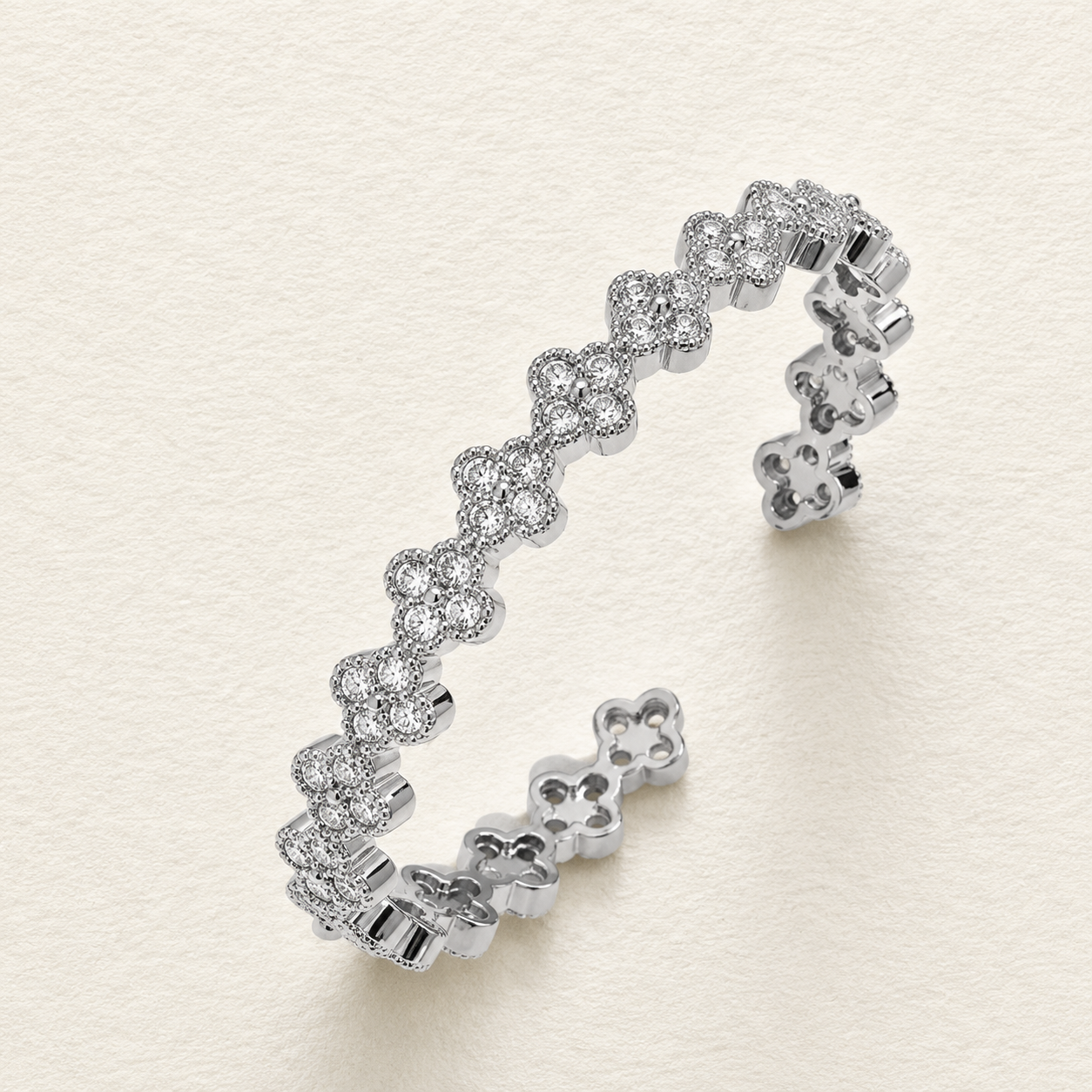 Floral Crystal Cuff Bracelet