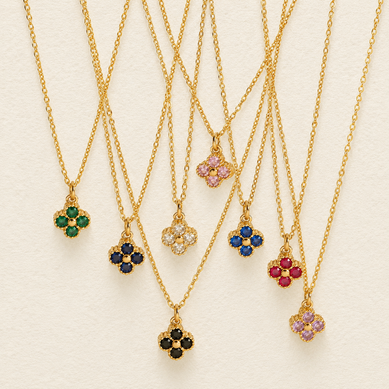 Floral Crystal Pendant Necklace