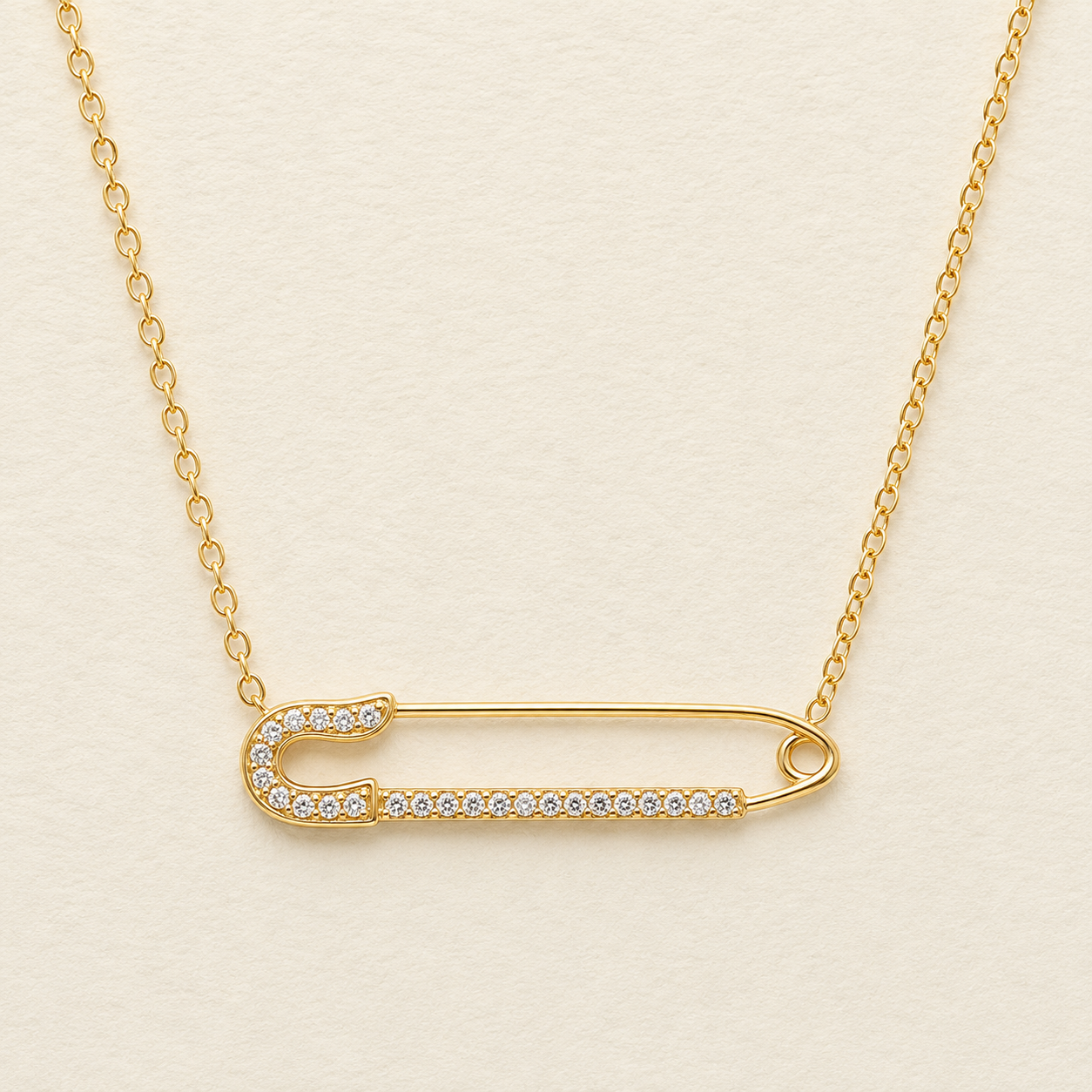 Safety Pin Crystal Necklace
