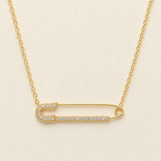 Safety Pin Crystal Necklace