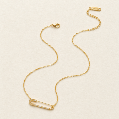 Safety Pin Crystal Necklace