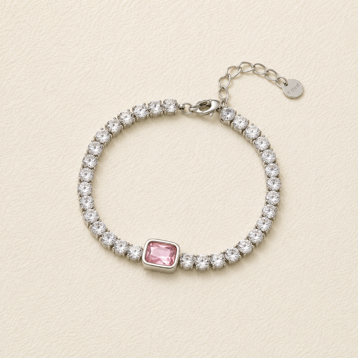 Rosalind Pink Crystal Tennis Bracelet