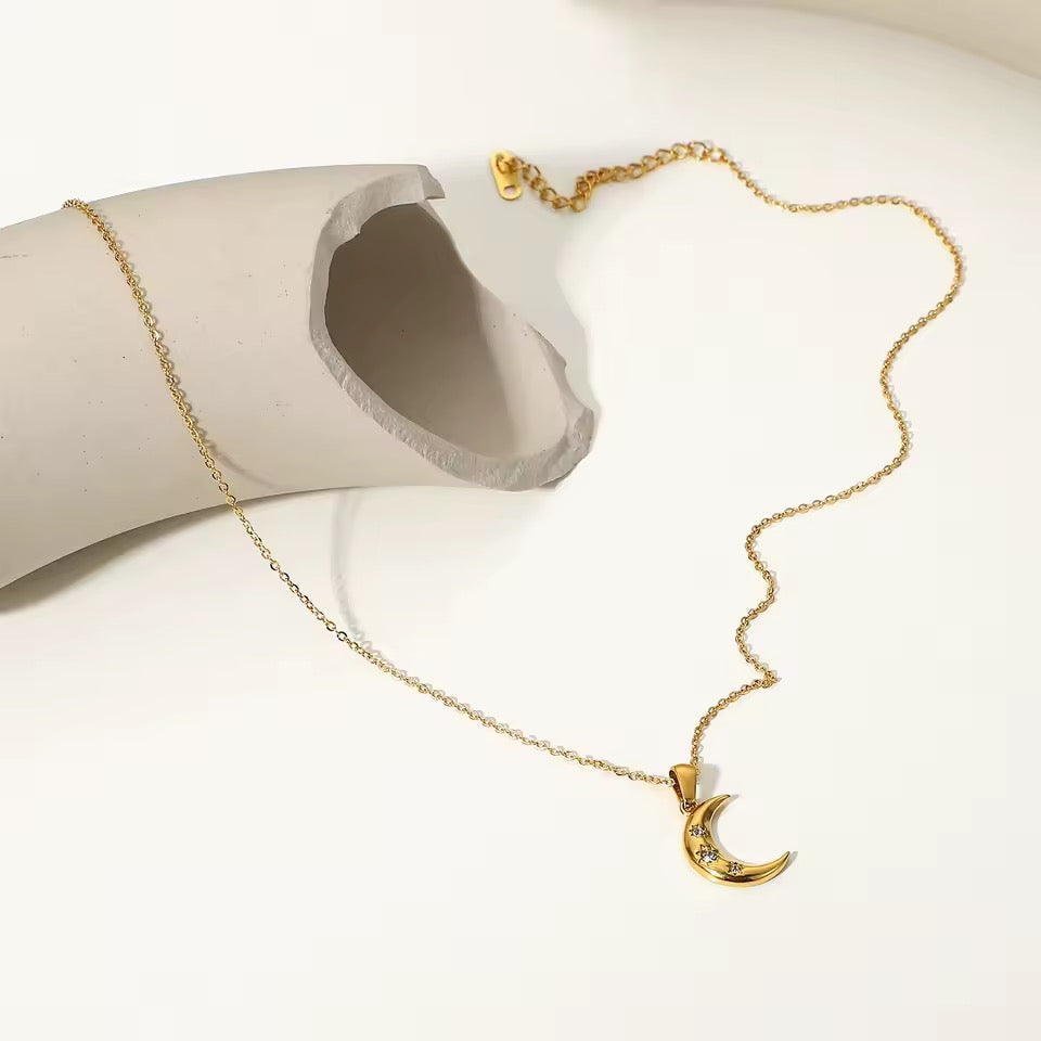 Celestine Crystal Moon Necklace