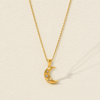 Celestine Crystal Moon Necklace