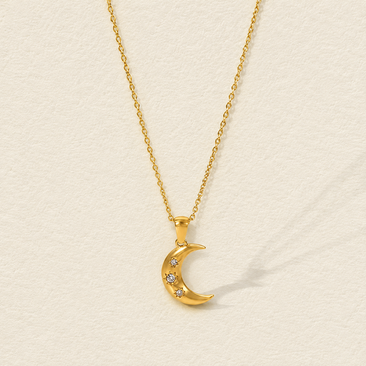 Celestine Crystal Moon Necklace