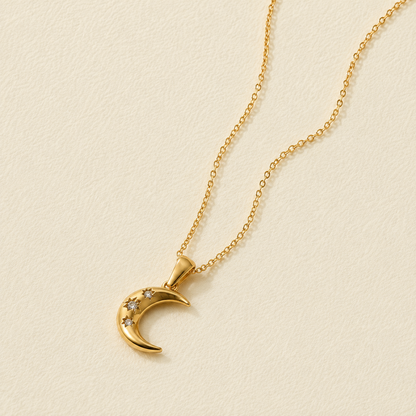 Celestine Crystal Moon Necklace