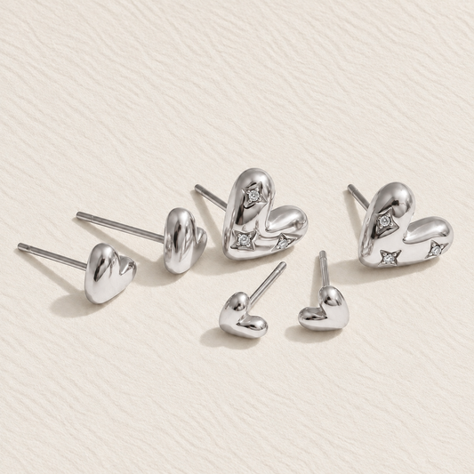 Colette Heart Stud Earring Set