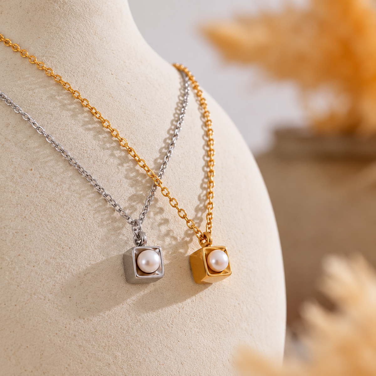 Lisette Pearl Square Necklace