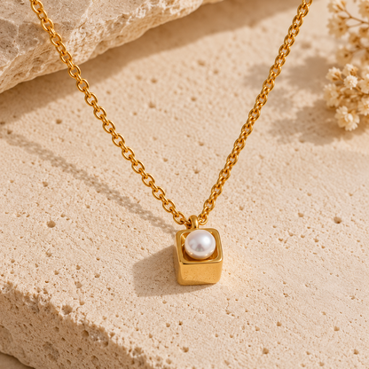 Lisette Pearl Square Necklace