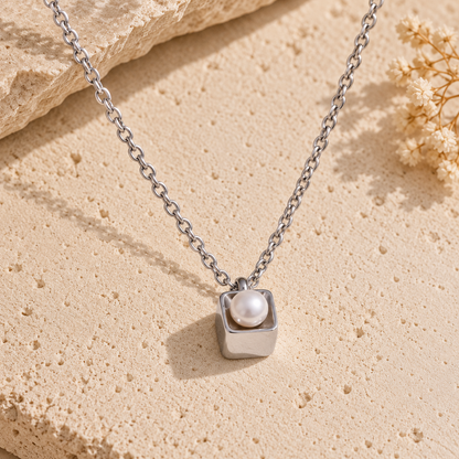 Lisette Pearl Square Necklace