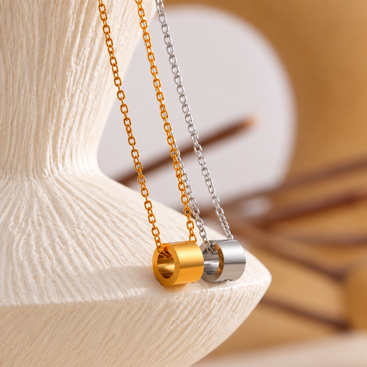 Violetta Crystal Heart Cylinder Necklace