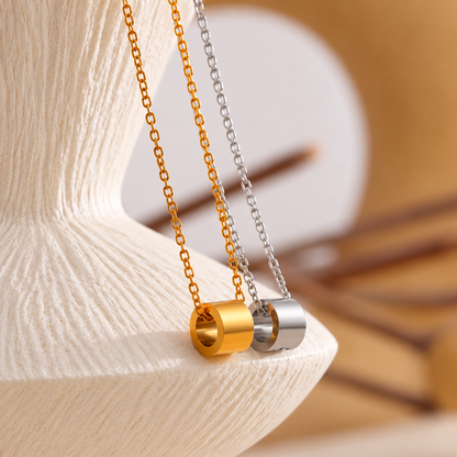 Violetta Crystal Heart Cylinder Necklace