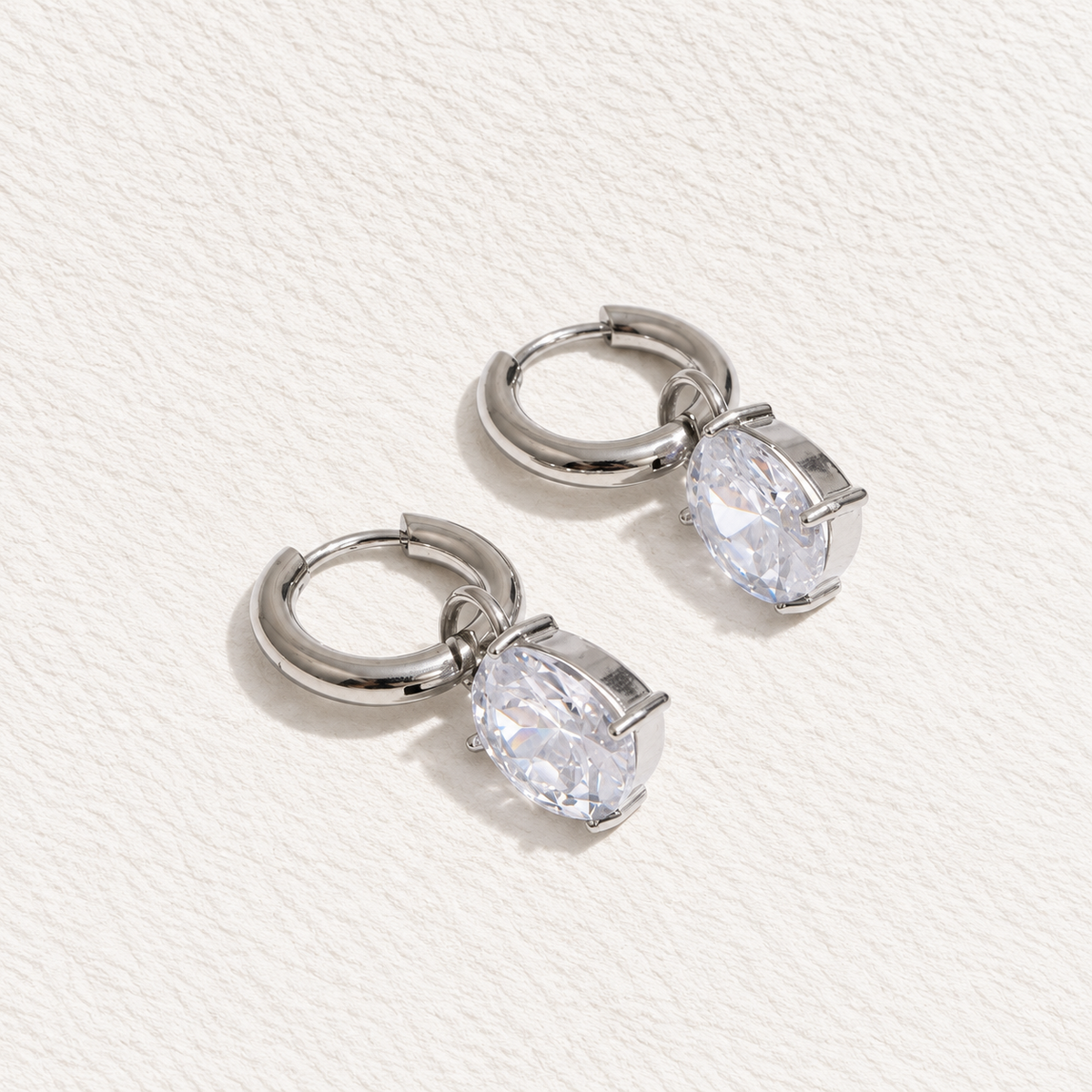 CELESTE CRYSTAL DROP HUGGIE EARRINGS