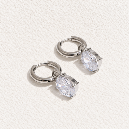 CELESTE CRYSTAL DROP HUGGIE EARRINGS