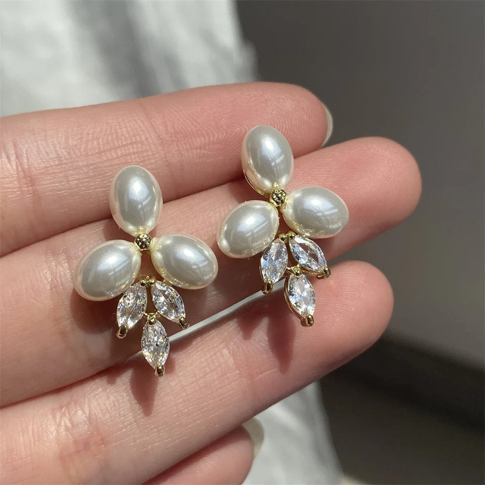 Gianna CZ and Pearl Stud Earrings - Lizabetha Parker