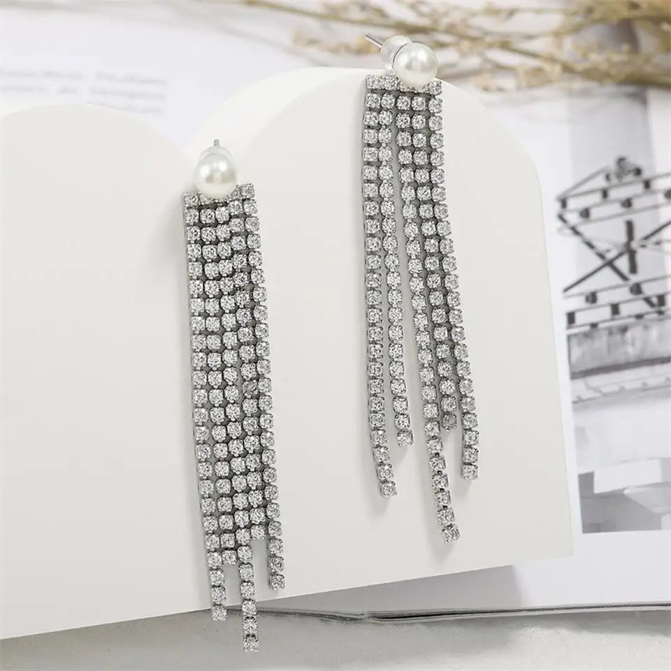 Stacy Pearl & CZ Drop Earrings - Lizabetha Parker