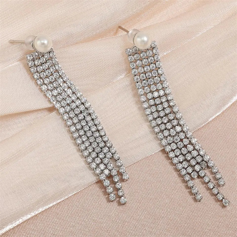 Stacy Pearl & CZ Drop Earrings - Lizabetha Parker