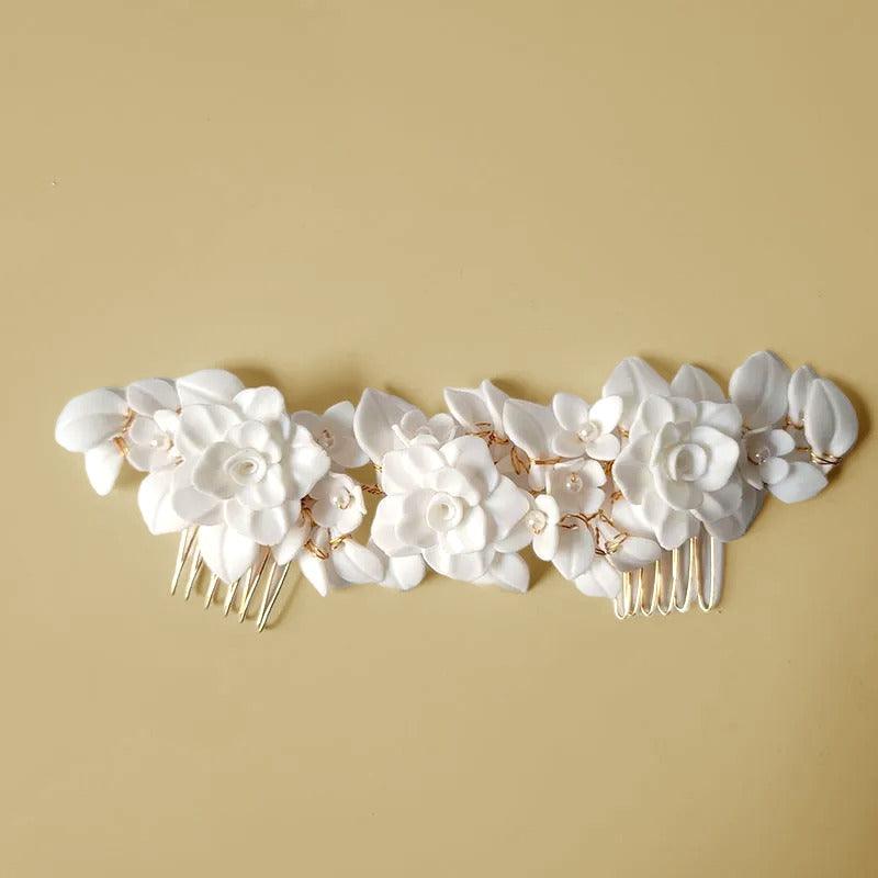 Emmy White Wedding Comb - Lizabetha Parker