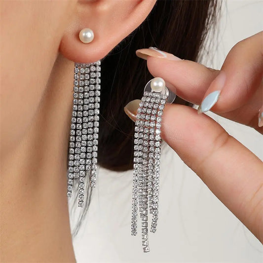 Stacy Pearl & CZ Drop Earrings - Lizabetha Parker