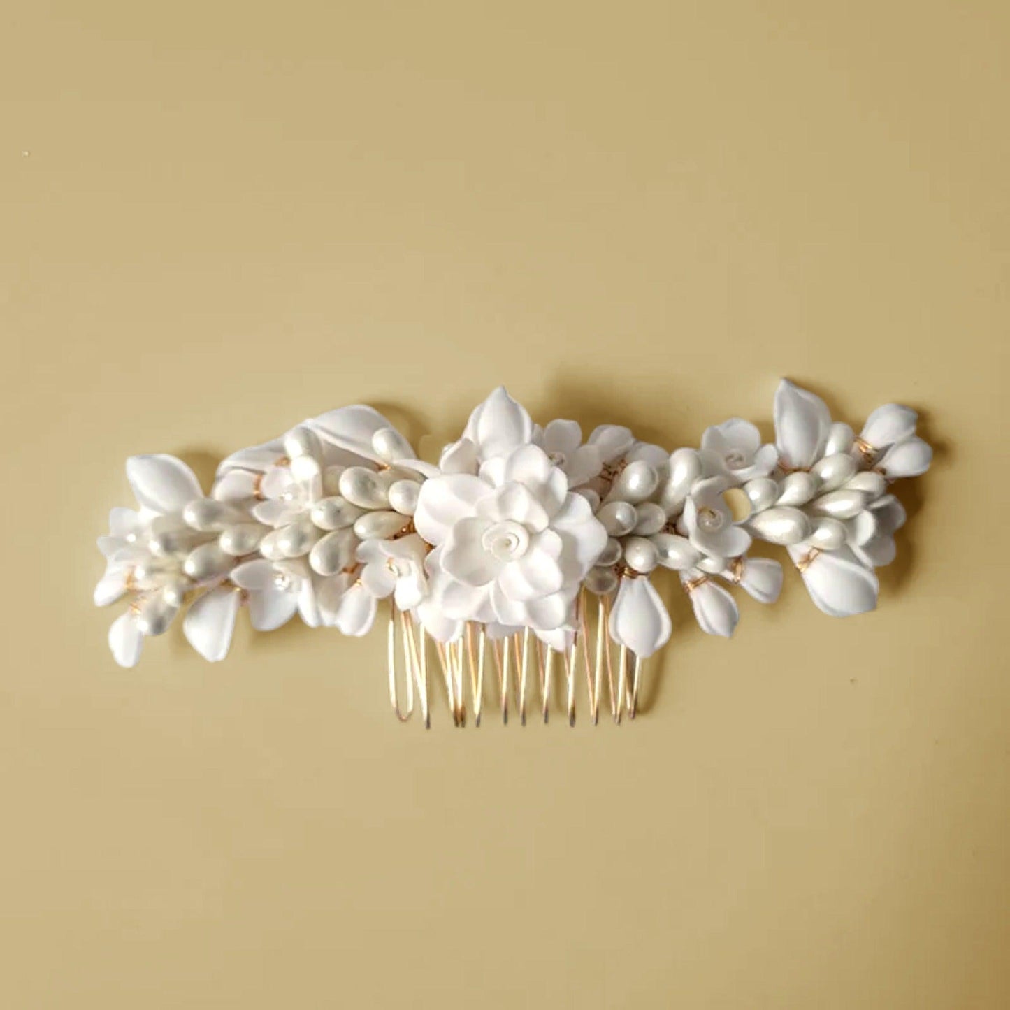 Bridget White Silver Wedding Comb - Lizabetha Parker