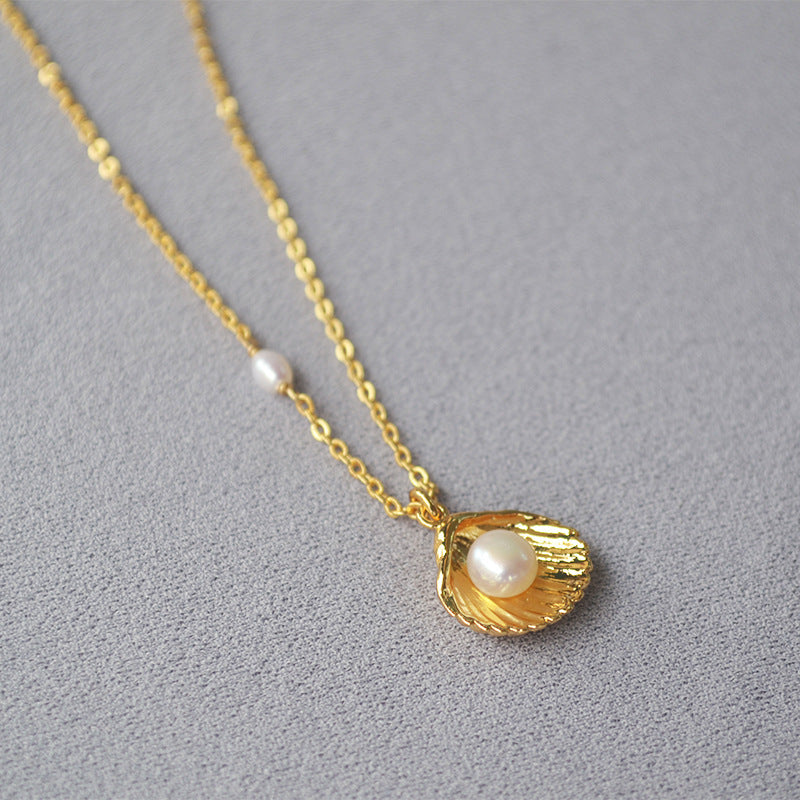 Gold Shell Pearl Necklace - Lizabetha Parker