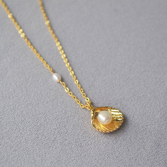 Gold Shell Pearl Necklace - Lizabetha Parker