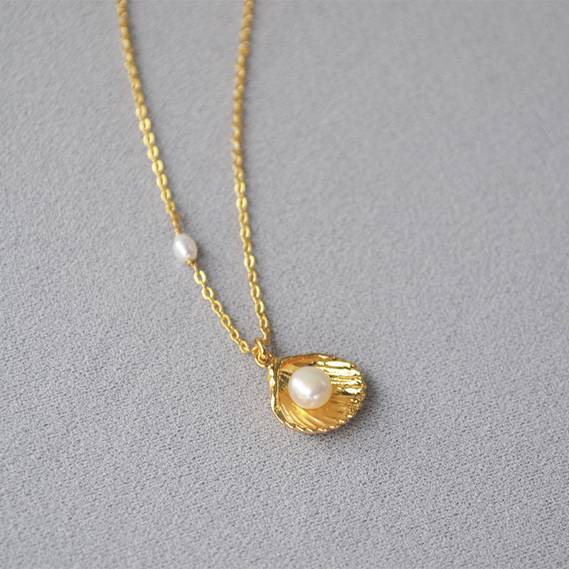 Gold Shell Pearl Necklace - Lizabetha Parker