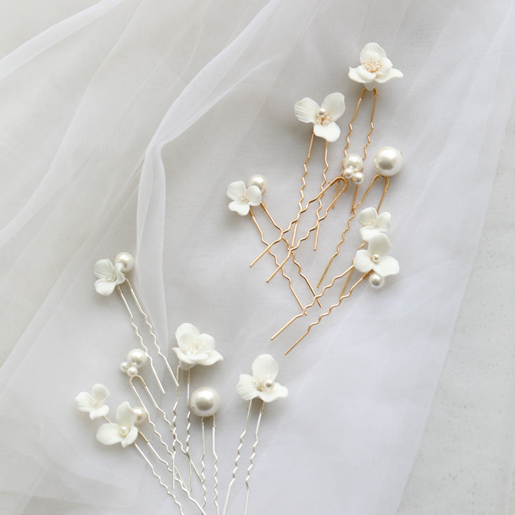 Lucy Flower Pearl Bridal Hairpin - Lizabetha Parker