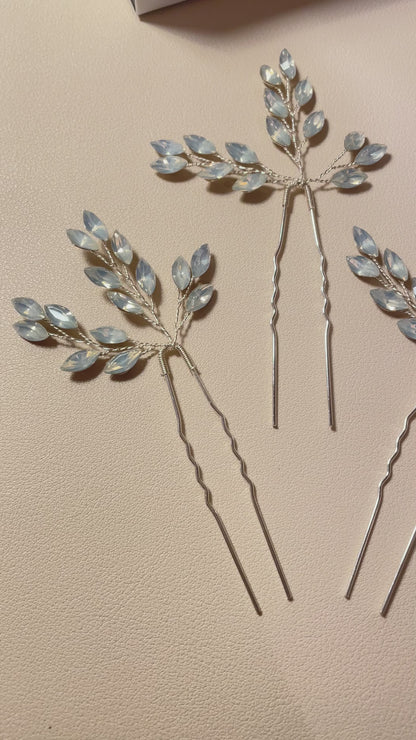 Épingles à cheveux Rosalia Silver Blue Opal