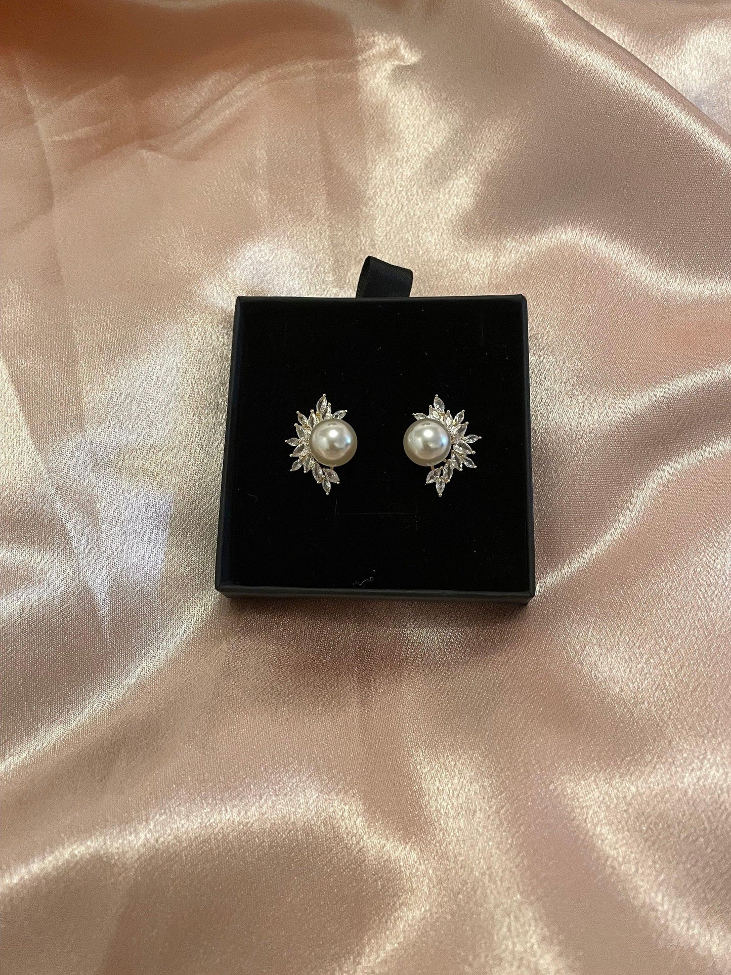 Fiona Pearl and CZ Stud Earrings - Lizabetha Parker